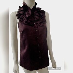 J. Crew Kelsey Ruffle Top plum‎ SZ 0